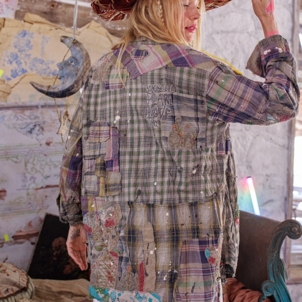 Magnolia Pearl Multicolor Patchwork Button up NWT… - image 3